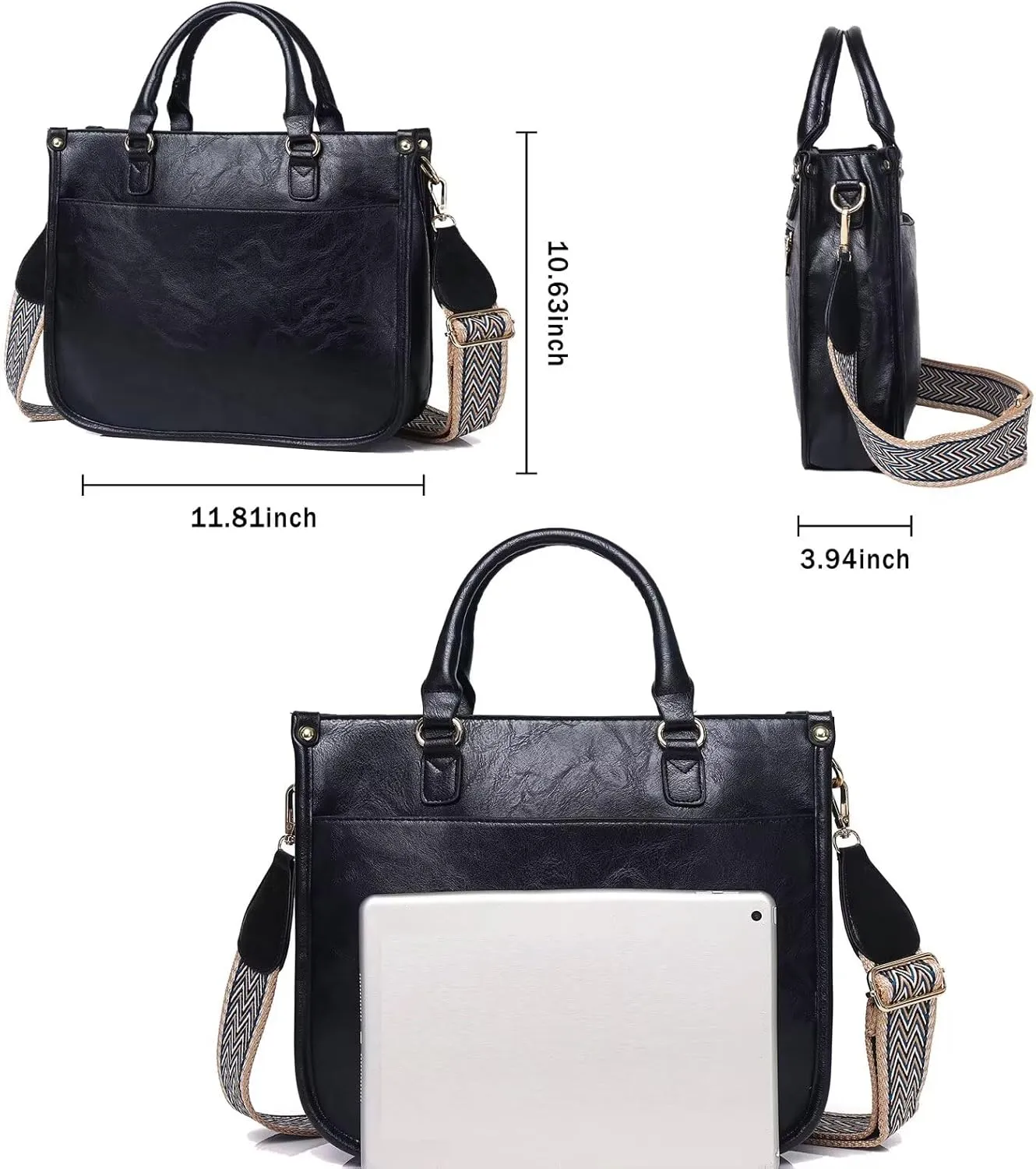 AUYOCO Vegan Leather Crossbody Bags for Women, Crossbody Purse with Guitar Strap Zipped Pockets Handbag Shoulder Bag