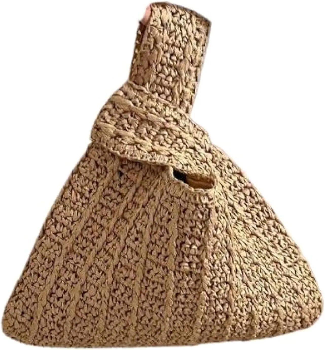 A.WAVE Handmade Straw Knot Bag for Women Summer Handbag Top Handdle Bag Small Cute Knot Wristlet bag Straw Bag