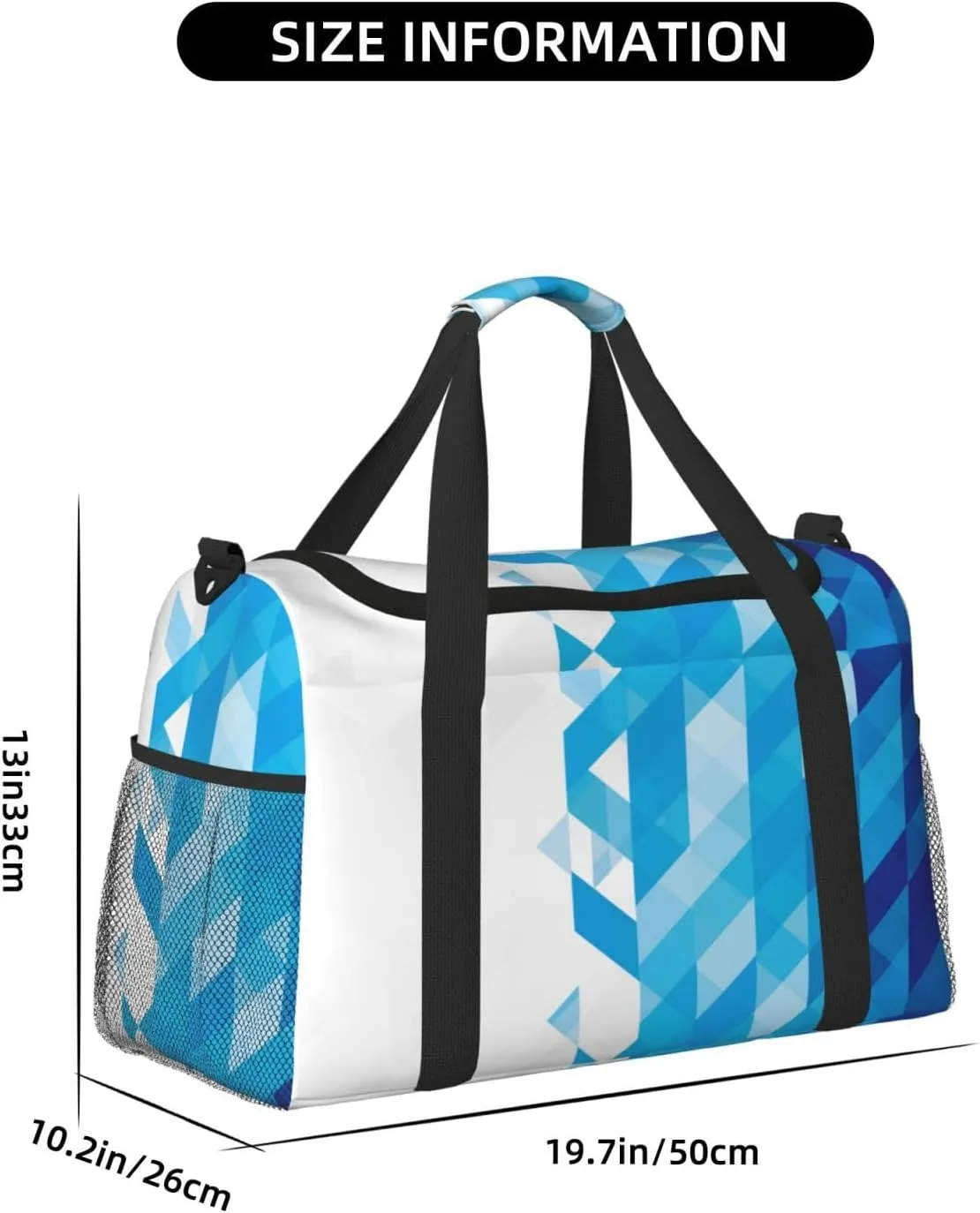 Azure Triangle On White Water Travel Duffel Bag Large Foldable Waterproof Overnight Bag For Beach Swim Bags Pool Sports Gym