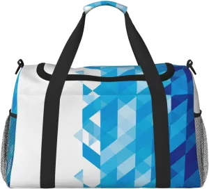 Azure Triangle On White Water Travel Duffel Bag Large Foldable Waterproof Overnight Bag For Beach Swim Bags Pool Sports Gym