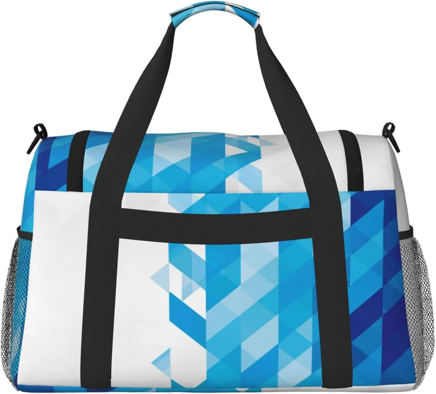 Azure Triangle On White Water Travel Duffel Bag Large Foldable Waterproof Overnight Bag For Beach Swim Bags Pool Sports Gym