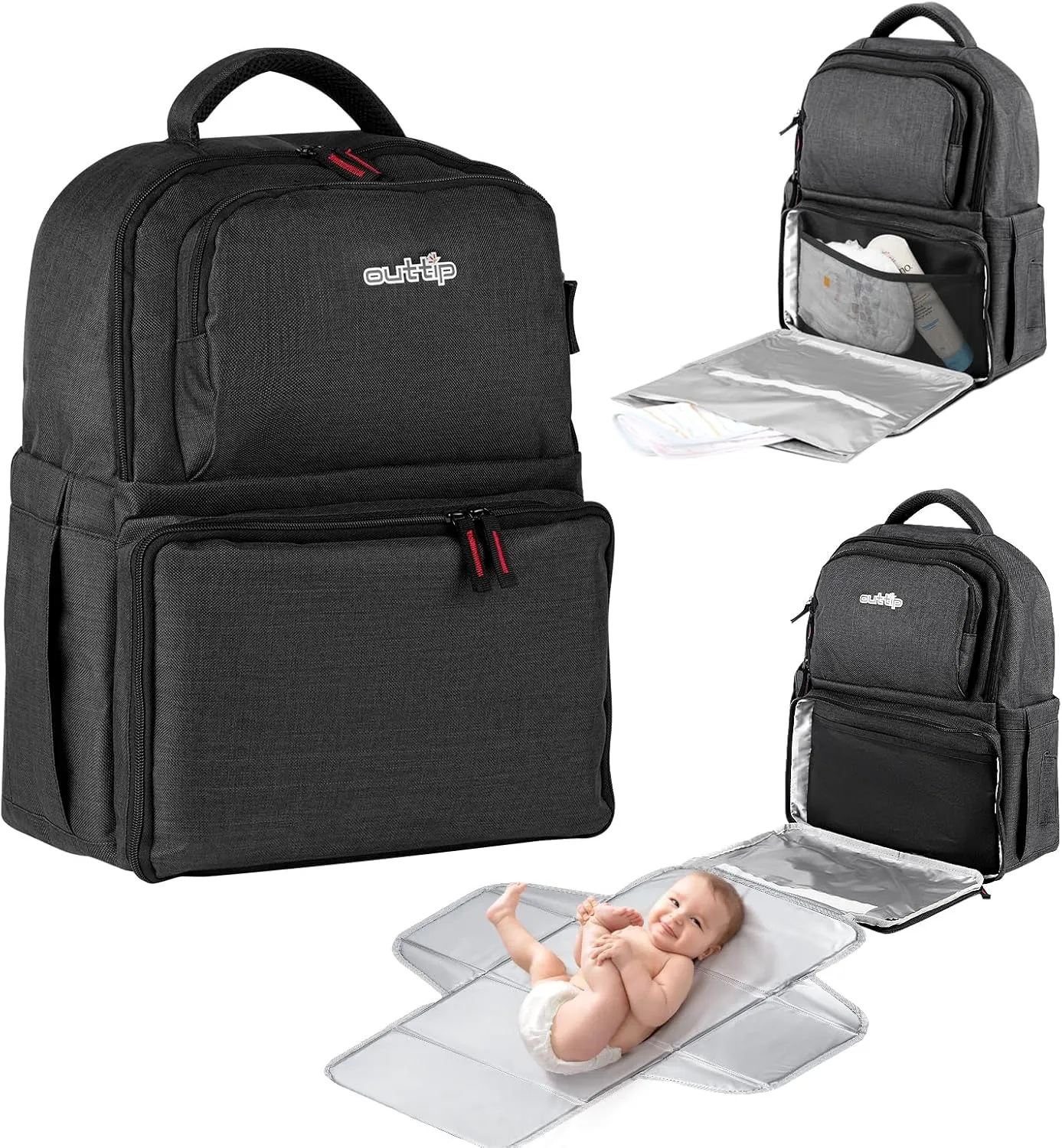 Baby Diaper Bag Backpack,With Detachable Portable Changing Pad, 15 Compartments, Multifunction Bag, Large Capacity Travel Bags for Newborn Boys&Girls