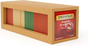 Bamboo and Acrylic Drawer Tea Bag Organizer - Durable & Elegant Tea Bag Storage Holder for Kitchen Countertop, Space-Saving Tea Drawer Organizer