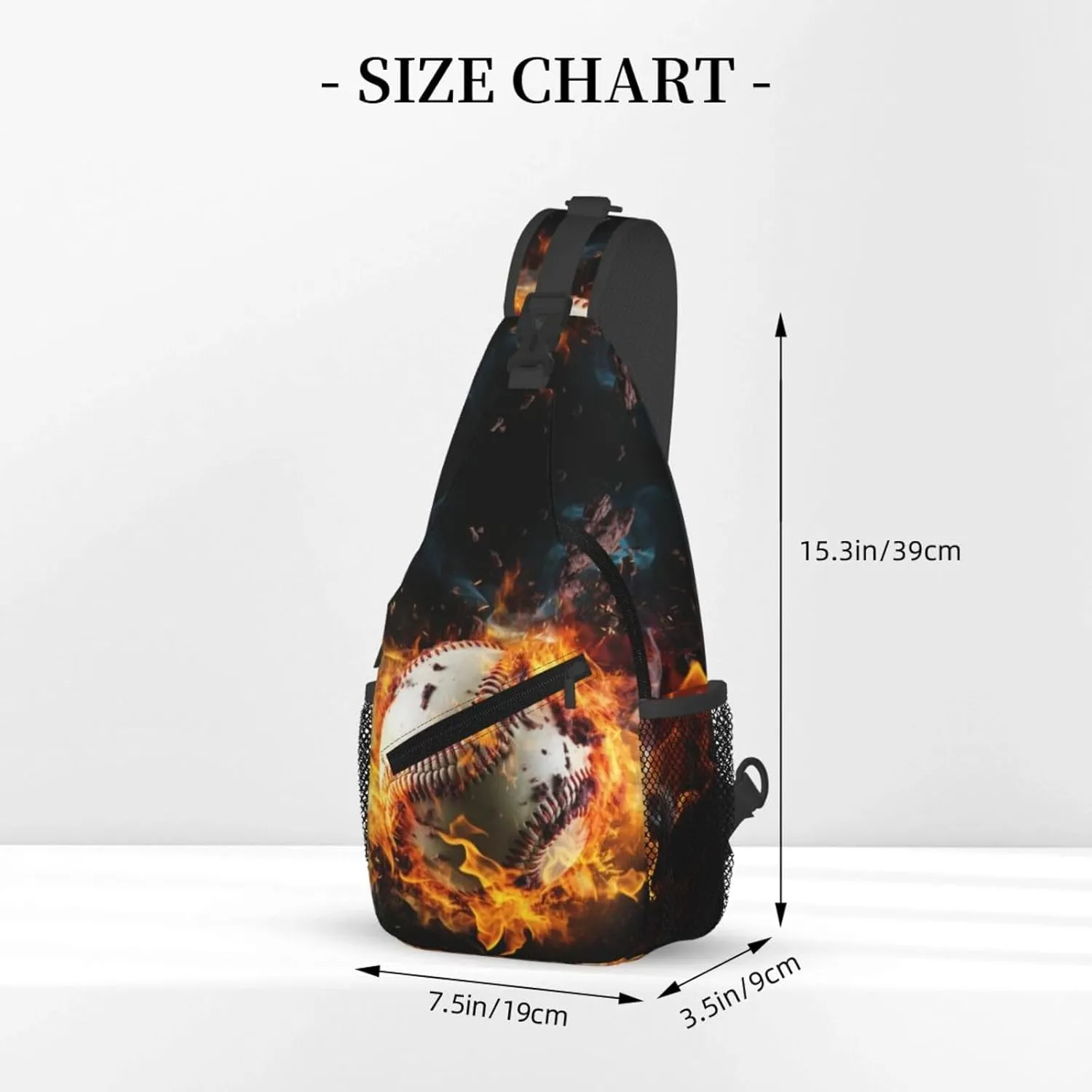 Baseball Ball In Fires Flames Chest Bags Crossbody Sling Bag Shoulder Bag Travel Hiking Daypack For Men Women