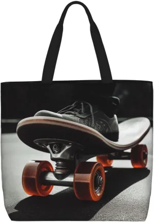 Beach Tote Bag for Women Grocery Bag Reusable Aesthetic Shopping Bags Skateboard wheel Handbag