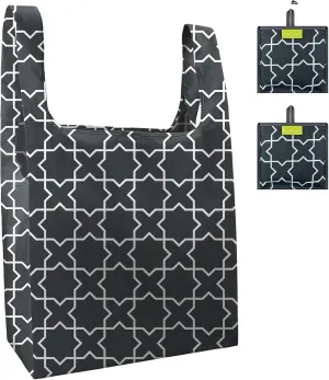 BeeGreen Geometric Reusable Shopping Bags Foldable 2 Pack Ripstop, Reusable Grocery Bags X-Large 50LBS Heavy Duty, Polyester Machine Washable Reusable Bags for Groceries