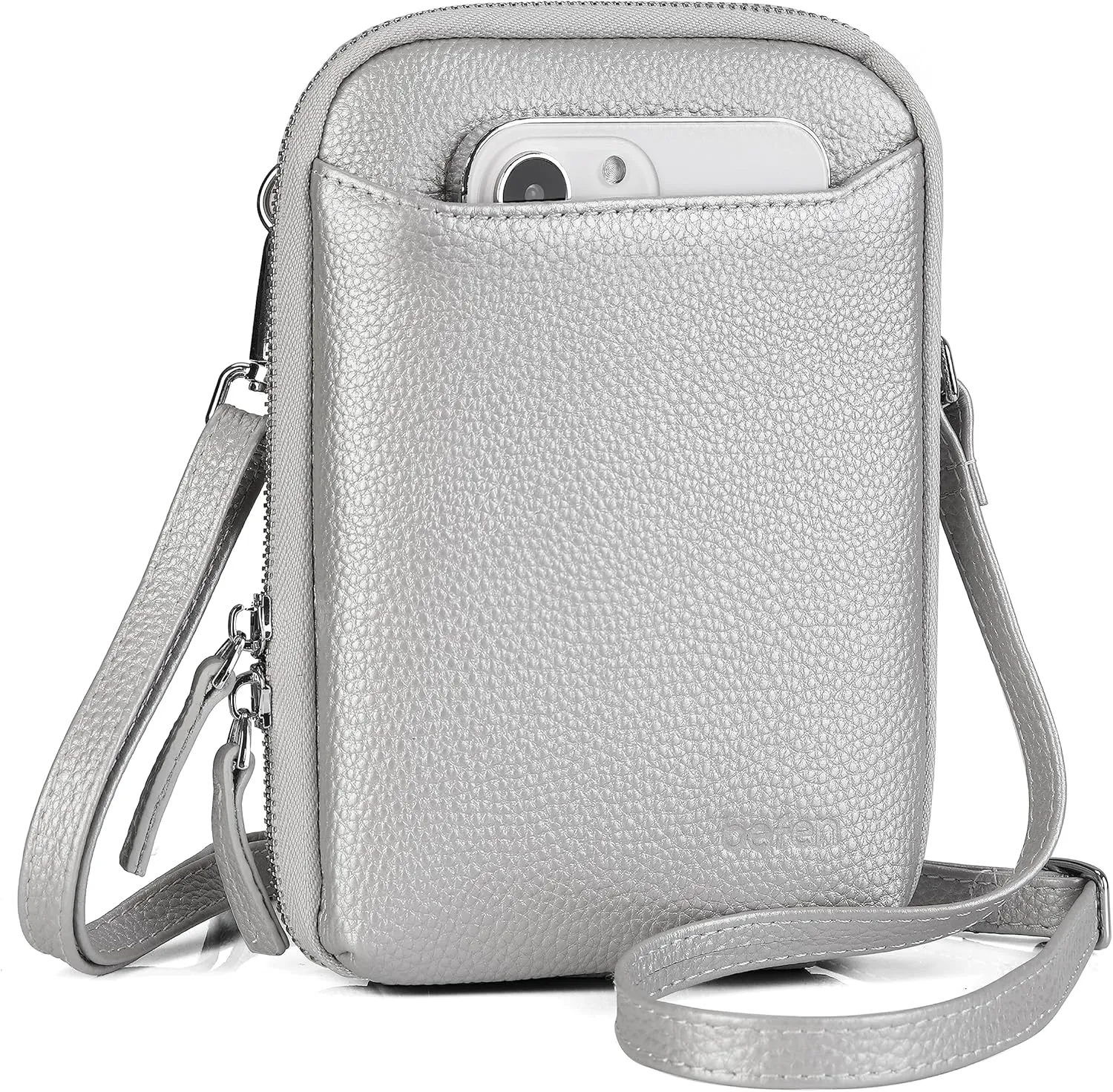 befen Genuine Leather Crossbody Cell Phone Purse for Women, Small Zip Around RFID Blocking Crossbody Wallet Bags