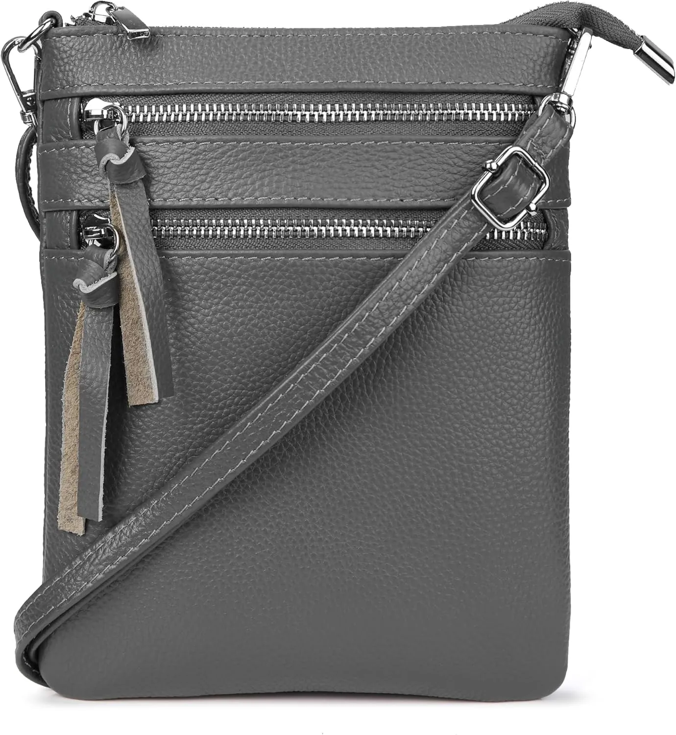 befen Small Genuine Leather Crossbody Purses for Women Trendy Travel Shoulder Handbags with Multiple Zipper Pockets