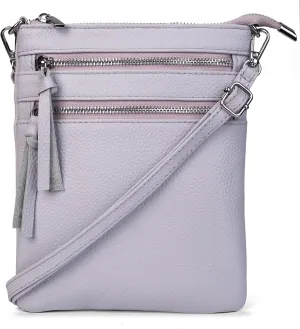 befen Small Genuine Leather Crossbody Purses for Women Trendy Travel Shoulder Handbags with Multiple Zipper Pockets