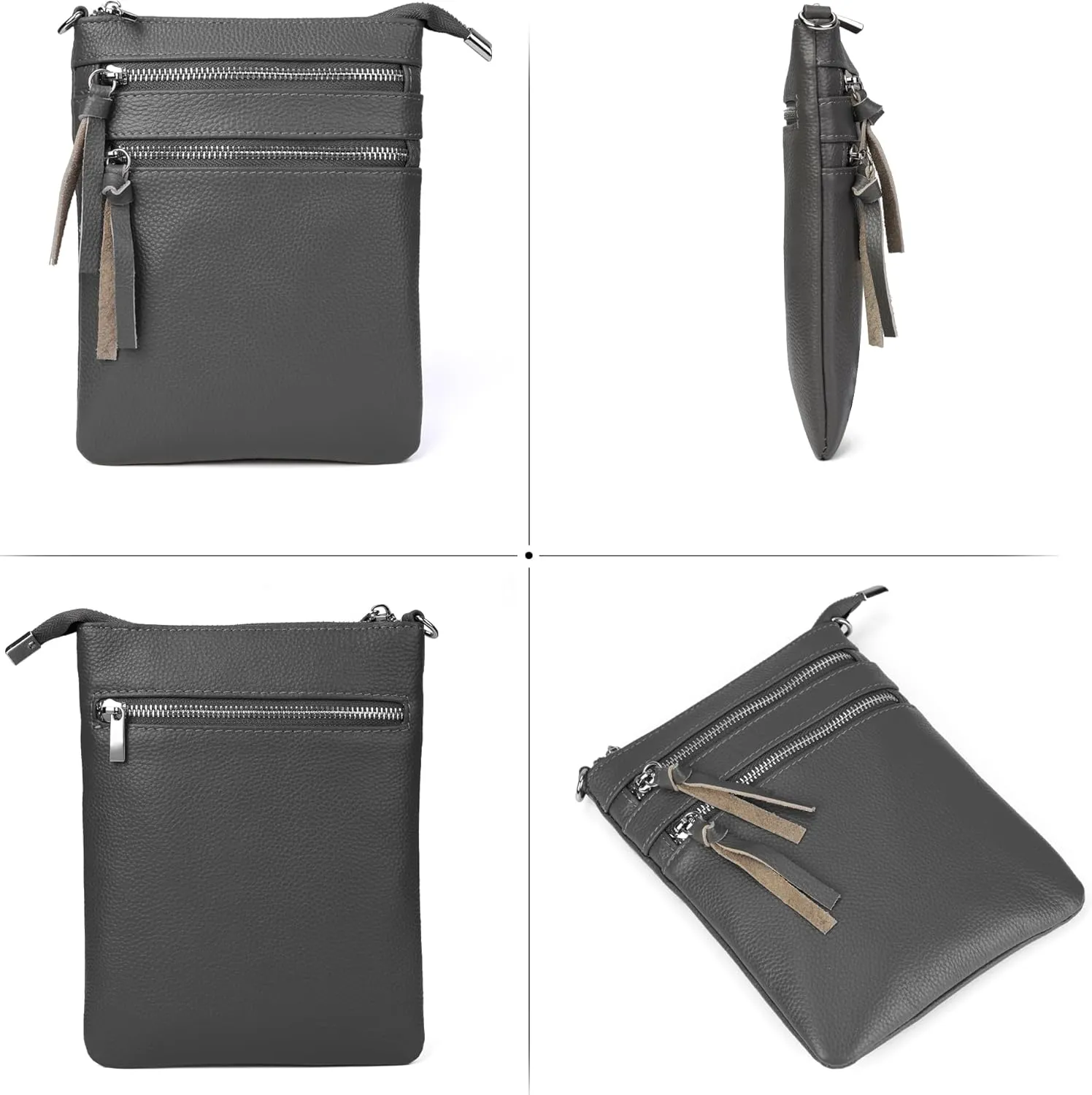 befen Small Genuine Leather Crossbody Purses for Women Trendy Travel Shoulder Handbags with Multiple Zipper Pockets