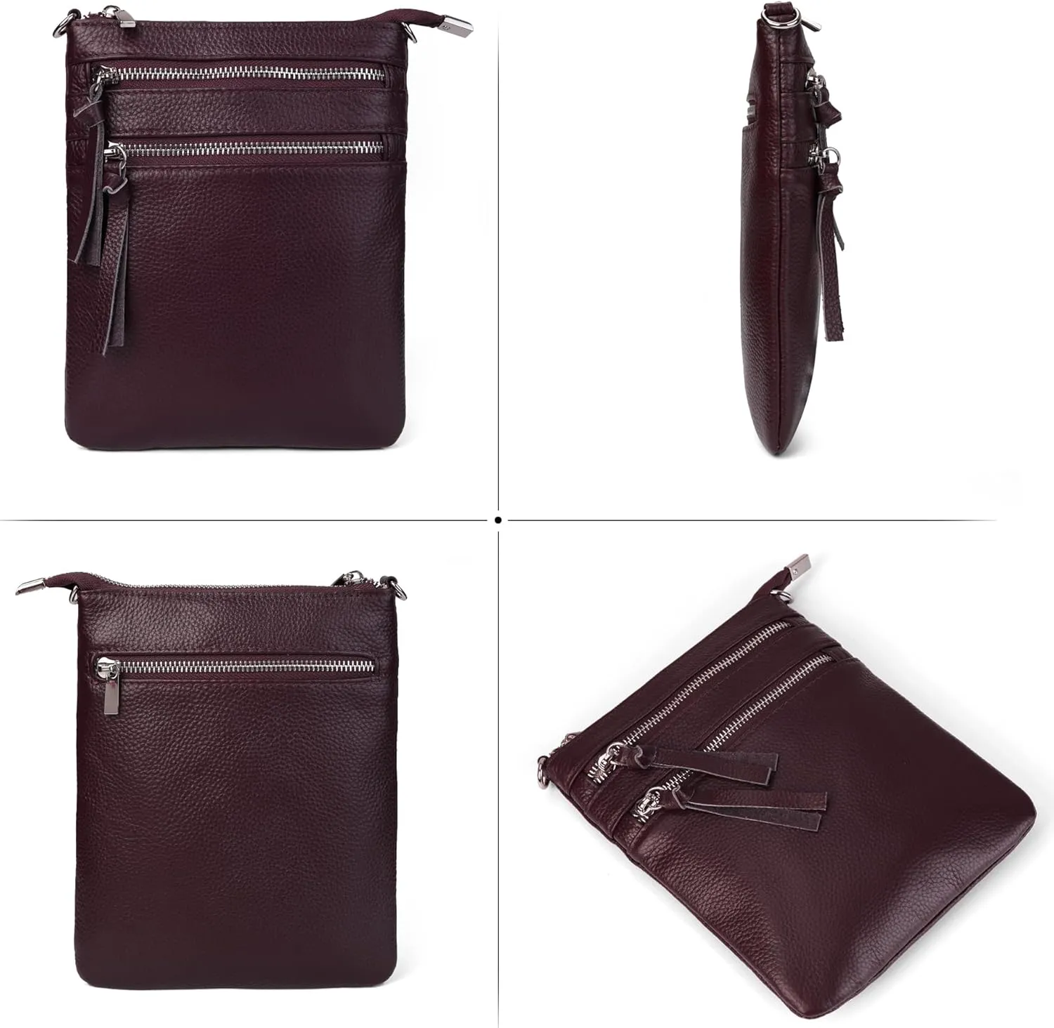 befen Small Genuine Leather Crossbody Purses for Women Trendy Travel Shoulder Handbags with Multiple Zipper Pockets
