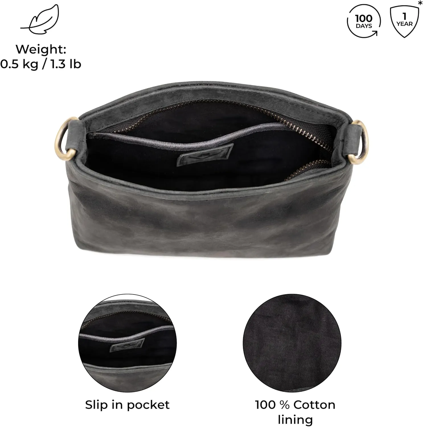 BERLINER BAGS Vintage Genuine Leather Shoulder Bag Marbella, Crossbody Purse for Women, Satchel Bag