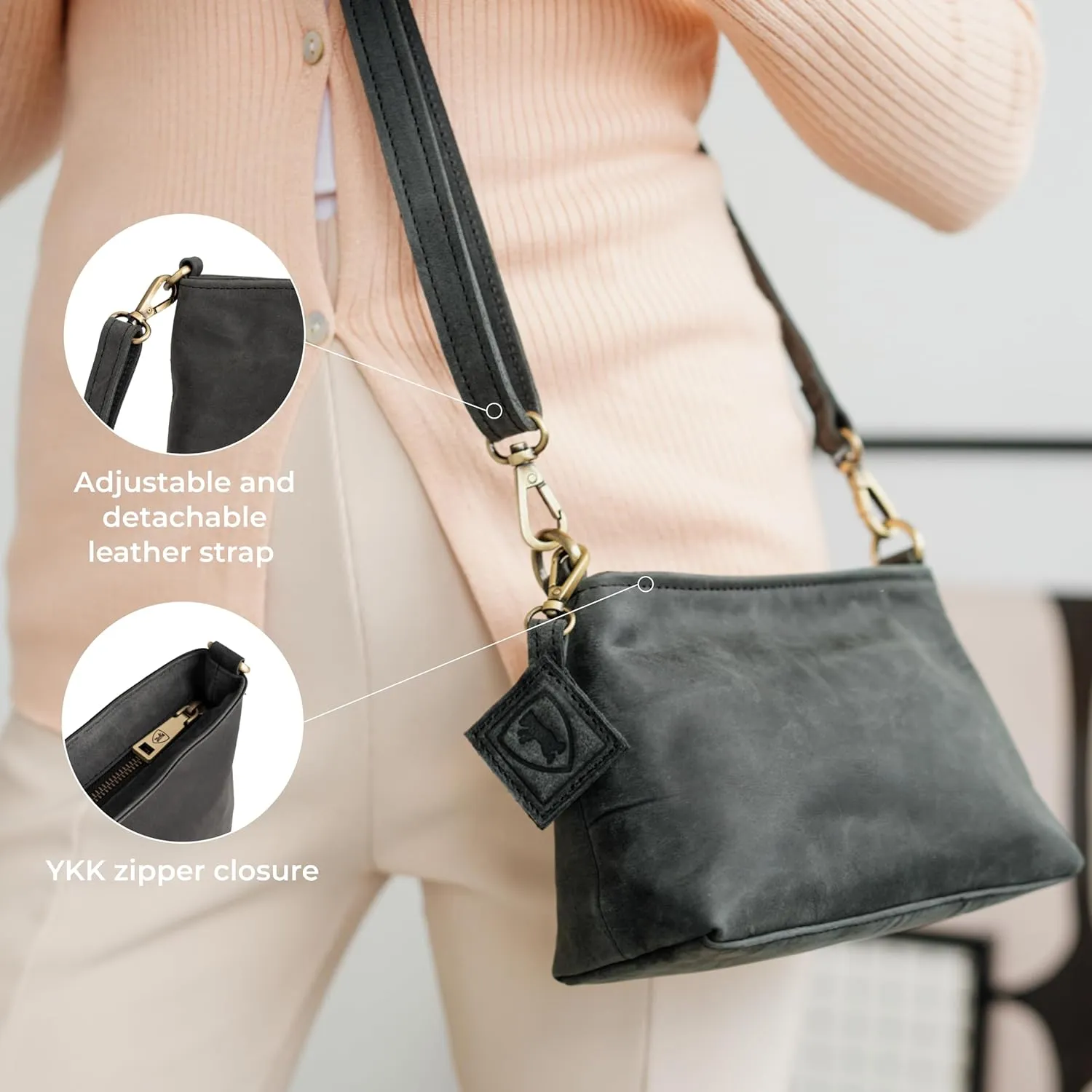 BERLINER BAGS Vintage Genuine Leather Shoulder Bag Marbella, Crossbody Purse for Women, Satchel Bag
