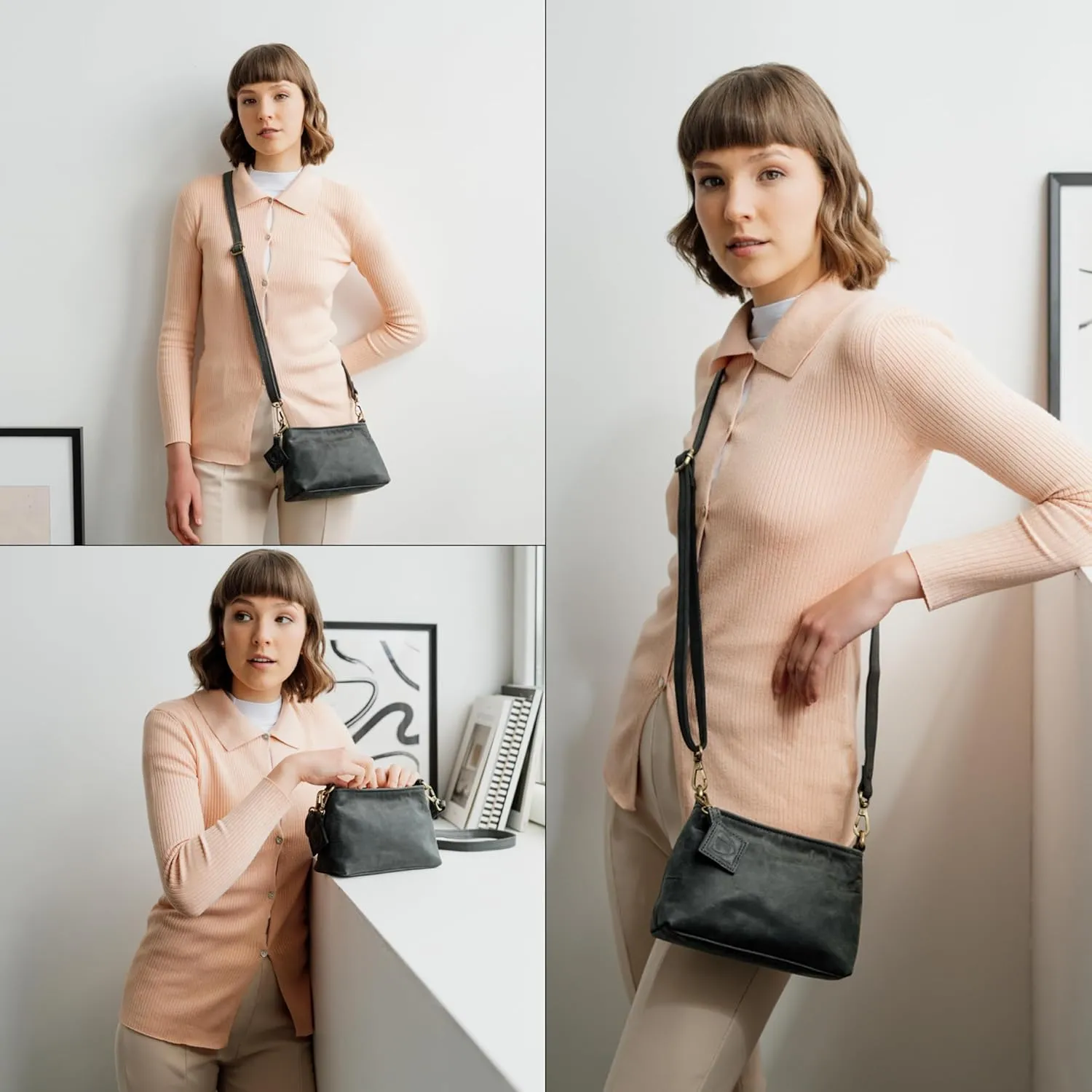 BERLINER BAGS Vintage Genuine Leather Shoulder Bag Marbella, Crossbody Purse for Women, Satchel Bag