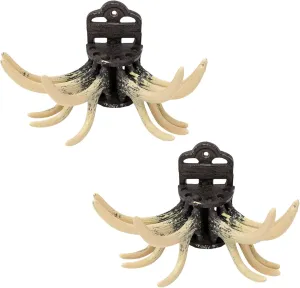 BestGiftEver 2-Piece Set Cast Iron Swing Arm Swivel Wall Hook - Rustic Coat Hat Rack & Towel Hanger - Antler-Inspired Home Decor for Lodge, Entryway - Heavy Duty Hooks Jackets, Keys, & Bags Organizer