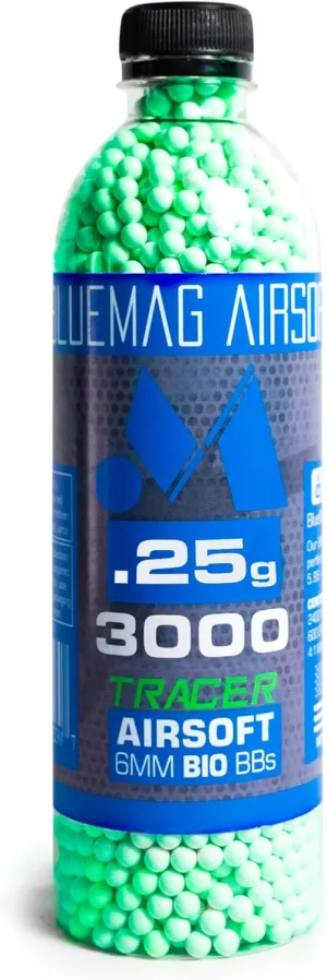 Biodegradable 6mm Tracer Airsoft BBS .25g 3000ct - Polished to Perfection - for All 6mm Airsoft Guns - Ultra Bright Tracer Rounds