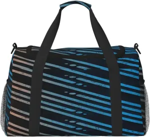 Black And White Line Travel Duffel Bag Large Foldable Waterproof Overnight Bag For Beach Swim Bags Pool Sports Gym