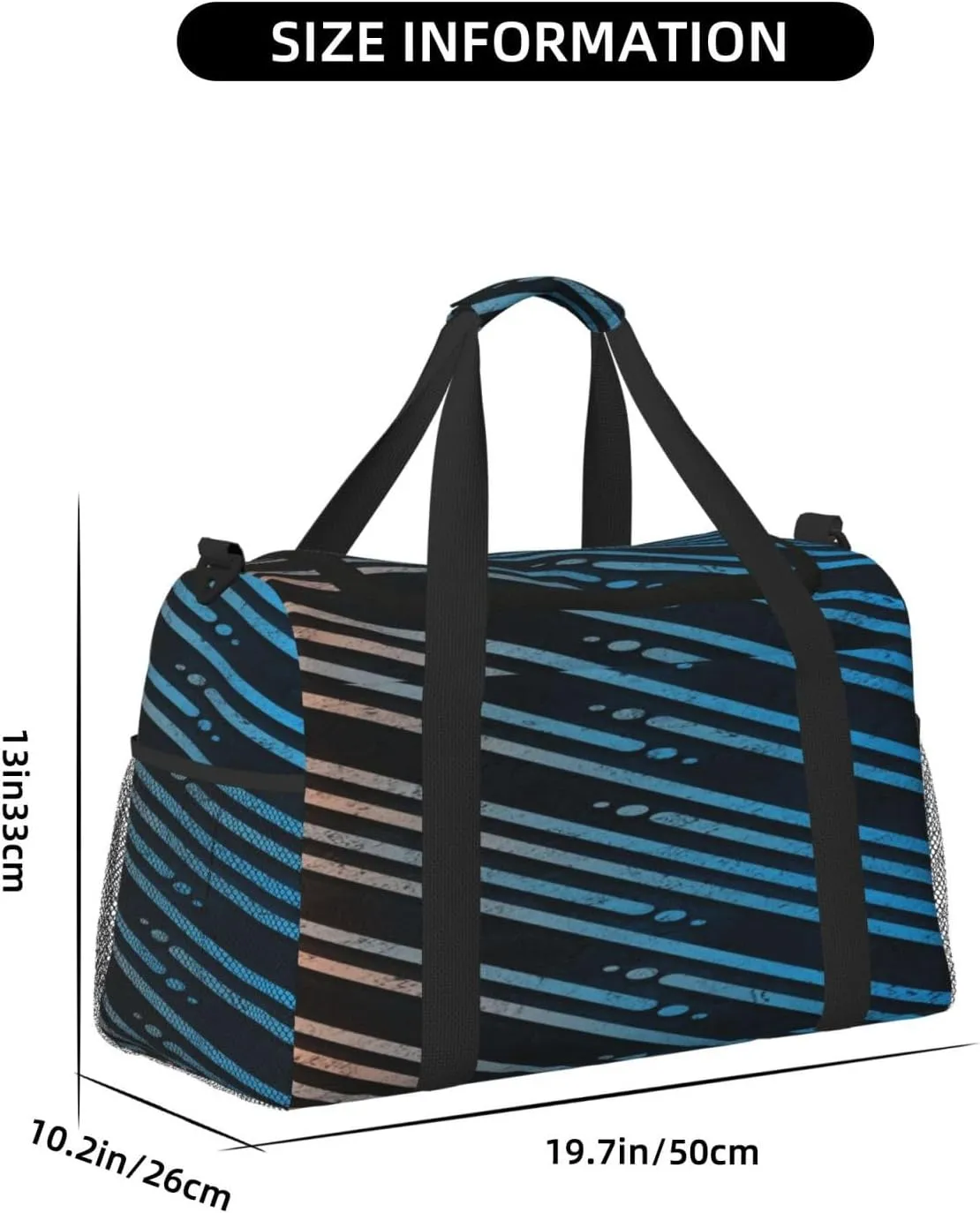 Black And White Line Travel Duffel Bag Large Foldable Waterproof Overnight Bag For Beach Swim Bags Pool Sports Gym