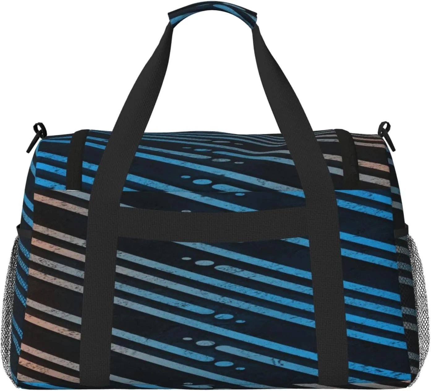 Black And White Line Travel Duffel Bag Large Foldable Waterproof Overnight Bag For Beach Swim Bags Pool Sports Gym