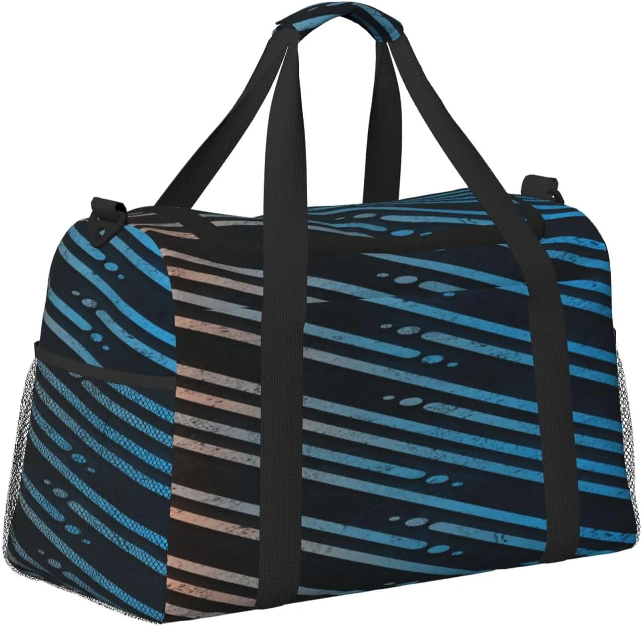 Black And White Line Travel Duffel Bag Large Foldable Waterproof Overnight Bag For Beach Swim Bags Pool Sports Gym