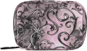 Black Vintage Thorn Flowers travel bag with Detachable Compartments attachable medicine box organizer for purse