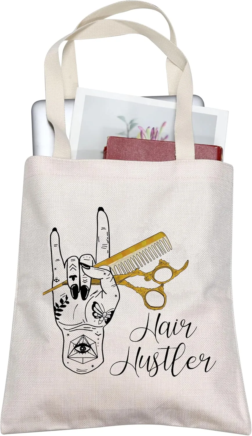BLUPARK Hair Hustler Tote Hair Stylist Tote Bag Cosmetologist Gift Hairdresser Gift Beautician Shopping Bag Hairstylist Gift