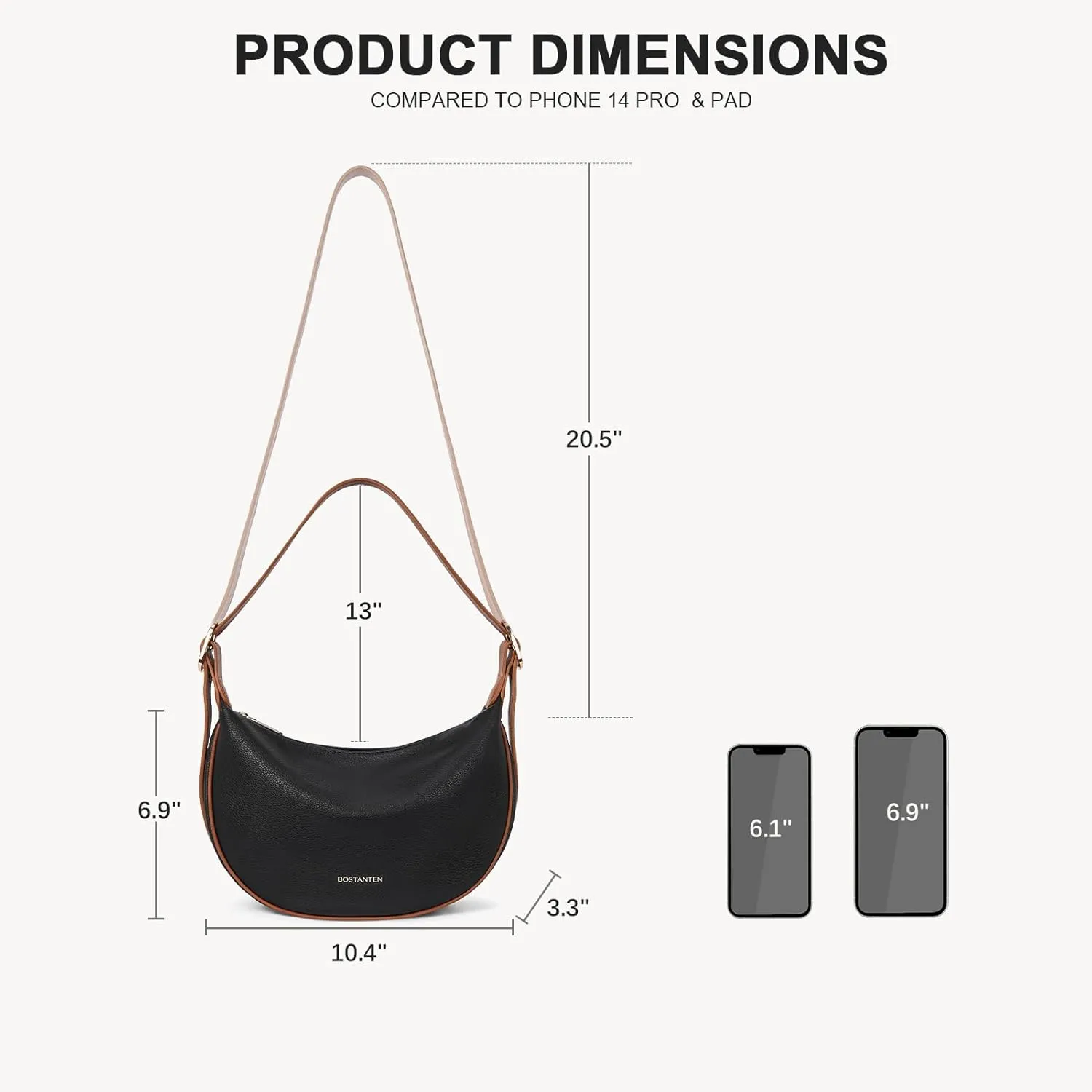 BOSTANTEN Purses for Women Small Crossbody Bags Crescent Shoulder Bag Hobo Handbag with Adjustable Strap
