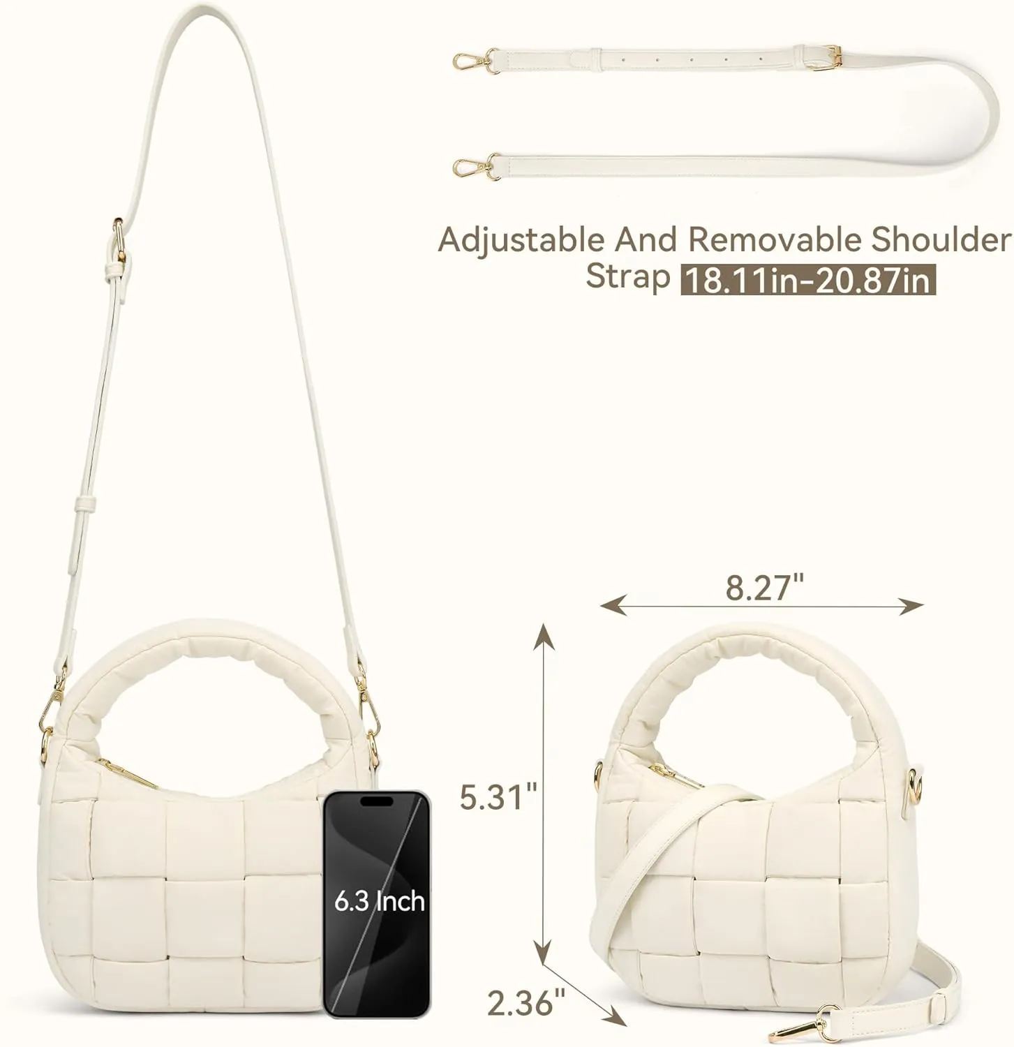 BOSTANTEN Small Puffer Crossbody Bags for Women Trendy Mini Purse Puffy Handbag with Adjustable Strap