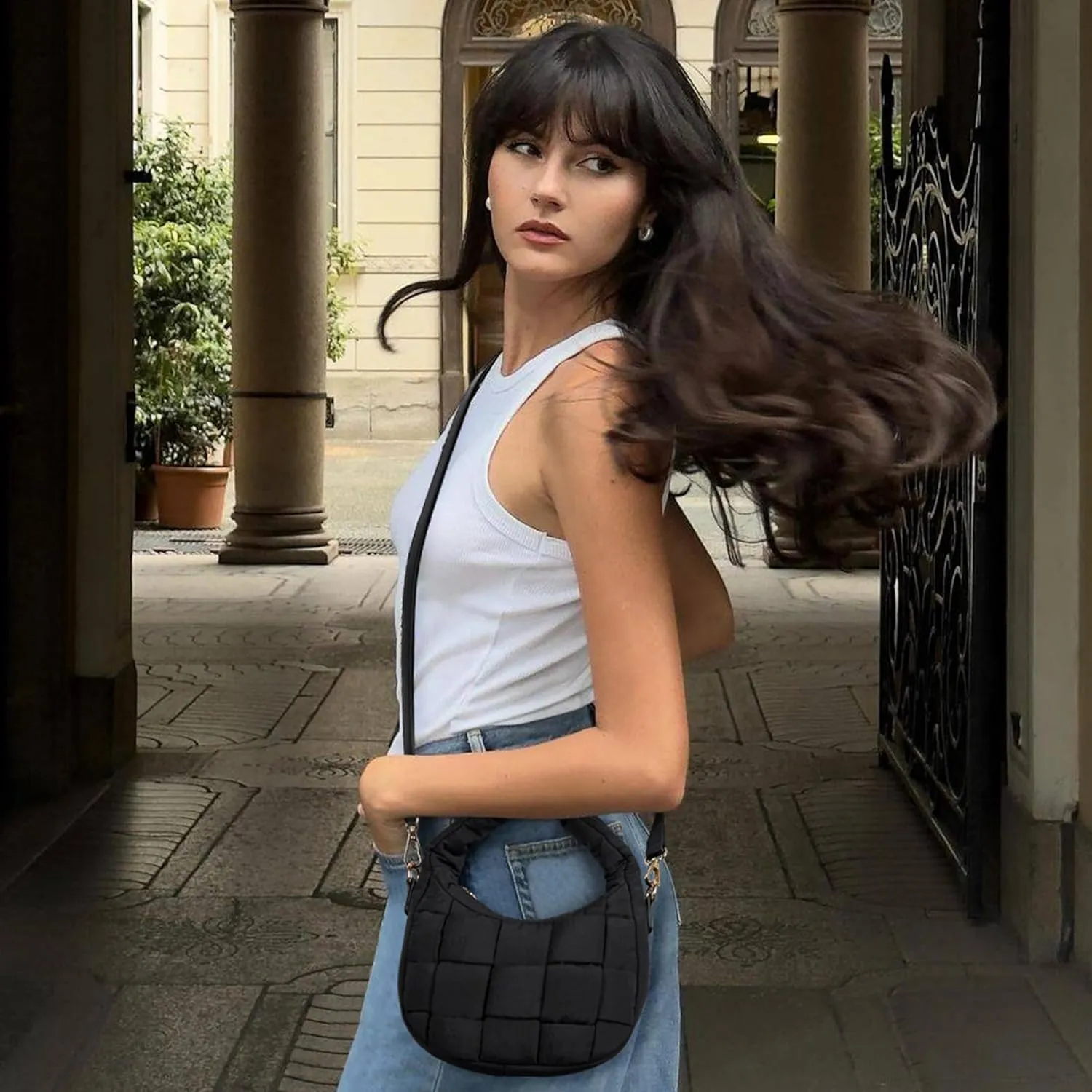 BOSTANTEN Small Puffer Crossbody Bags for Women Trendy Mini Purse Puffy Handbag with Adjustable Strap