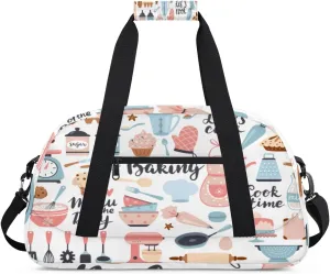 Breakfast Cooking Time Pattern Kids Duffle Bag for Kids Boys Girls Overnight Travel Bag Kids Duffel Bags Ballet Weekender Bag for School Gym Sport Sleepover Bag