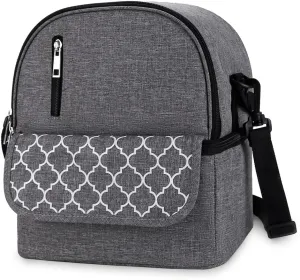 Breast Pump Bag - Small Size Cooler and Moistureproof Backpack Double Layer for Mother Baby Bottle Breast Milk Pump Outdoor Working Backpack Lunch Bag (Grey)