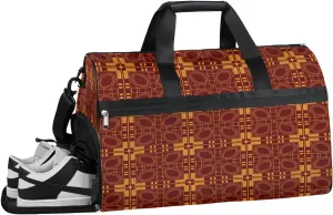 Bronze Aztec Ornament Gym Bag for Men Women Sports Duffle Bags Weekender Overnight Bag with Shoes Compartment Waterproof Travel Bags