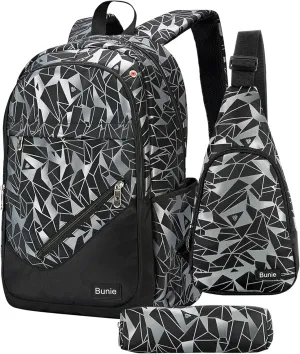 bunie School Backpack for Boys Large Bookbag Boys Backpacks Elementary Middle High School Bags Kids Cool Back Pack Children 7 8 9 10 11 12 13 14 15 16 Years Old (Black)