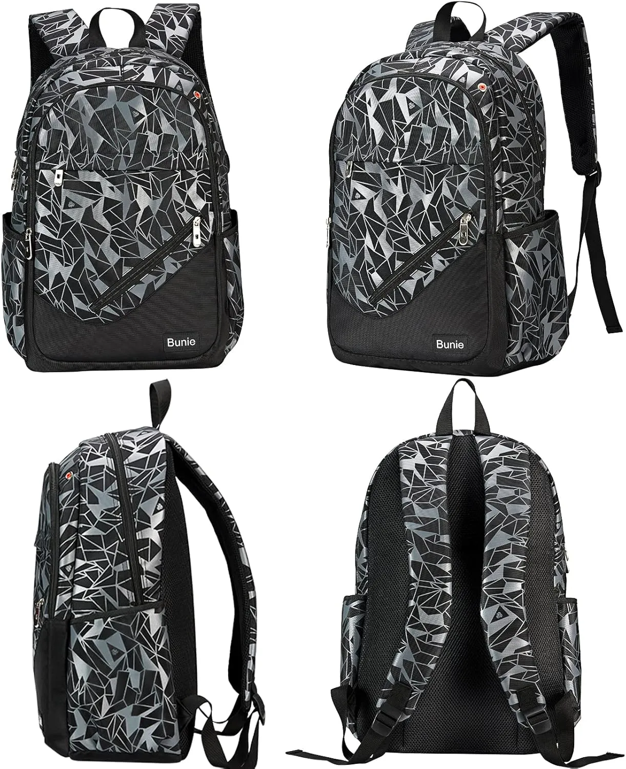 bunie School Backpack for Boys Large Bookbag Boys Backpacks Elementary Middle High School Bags Kids Cool Back Pack Children 7 8 9 10 11 12 13 14 15 16 Years Old (Black)