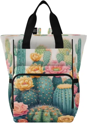 Cactus Succulent Diaper Bag Backpack, Unisex Travel Baby Backpack Diaper Bags with Stroller Straps & Pacifier Case, Large Capacity Waterproof Diaper Backpack