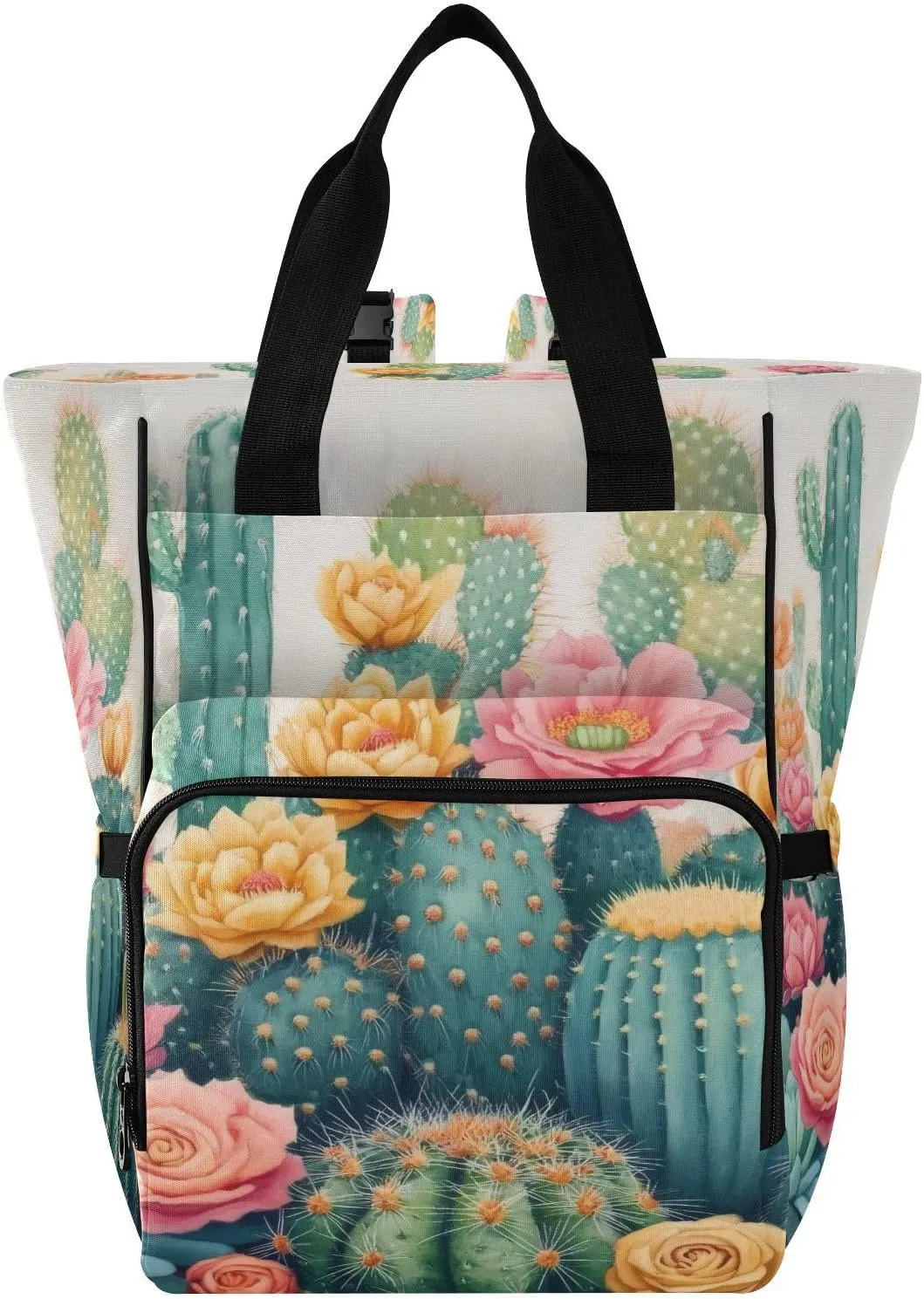 Cactus Succulent Diaper Bag Backpack, Unisex Travel Baby Backpack Diaper Bags with Stroller Straps & Pacifier Case, Large Capacity Waterproof Diaper Backpack