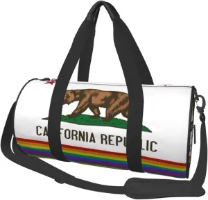 California LGBTQ Gay Pride Flag Duffel Tote for Men and Women Backpacking Travel and Storage Shoulder Bag