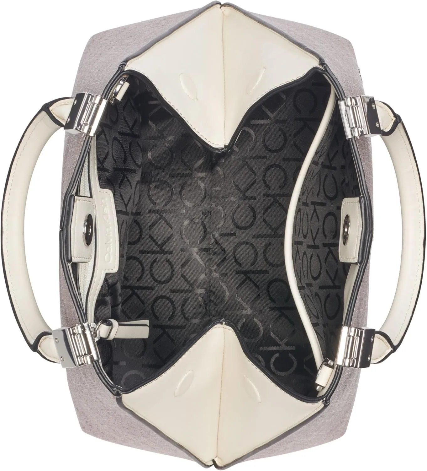 Calvin Klein Granite Geometric Satchel – 2 in 1, Vegan Leather, 2 Pockets