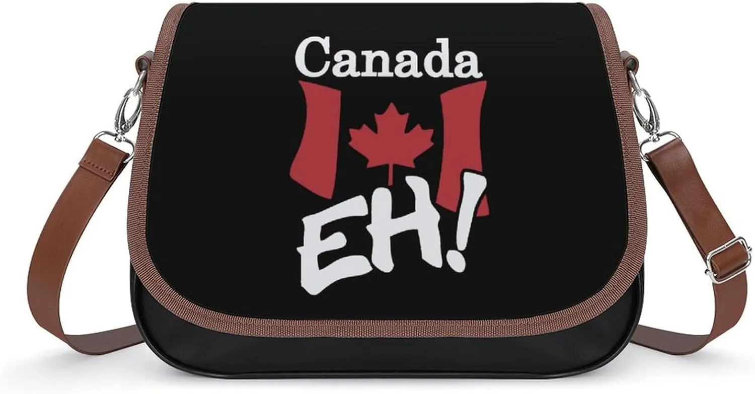Canada Flag Eh Cute Crossbody Purses for Women Leather Shoulder Bag Adjustable Shoulder Strap Handbag