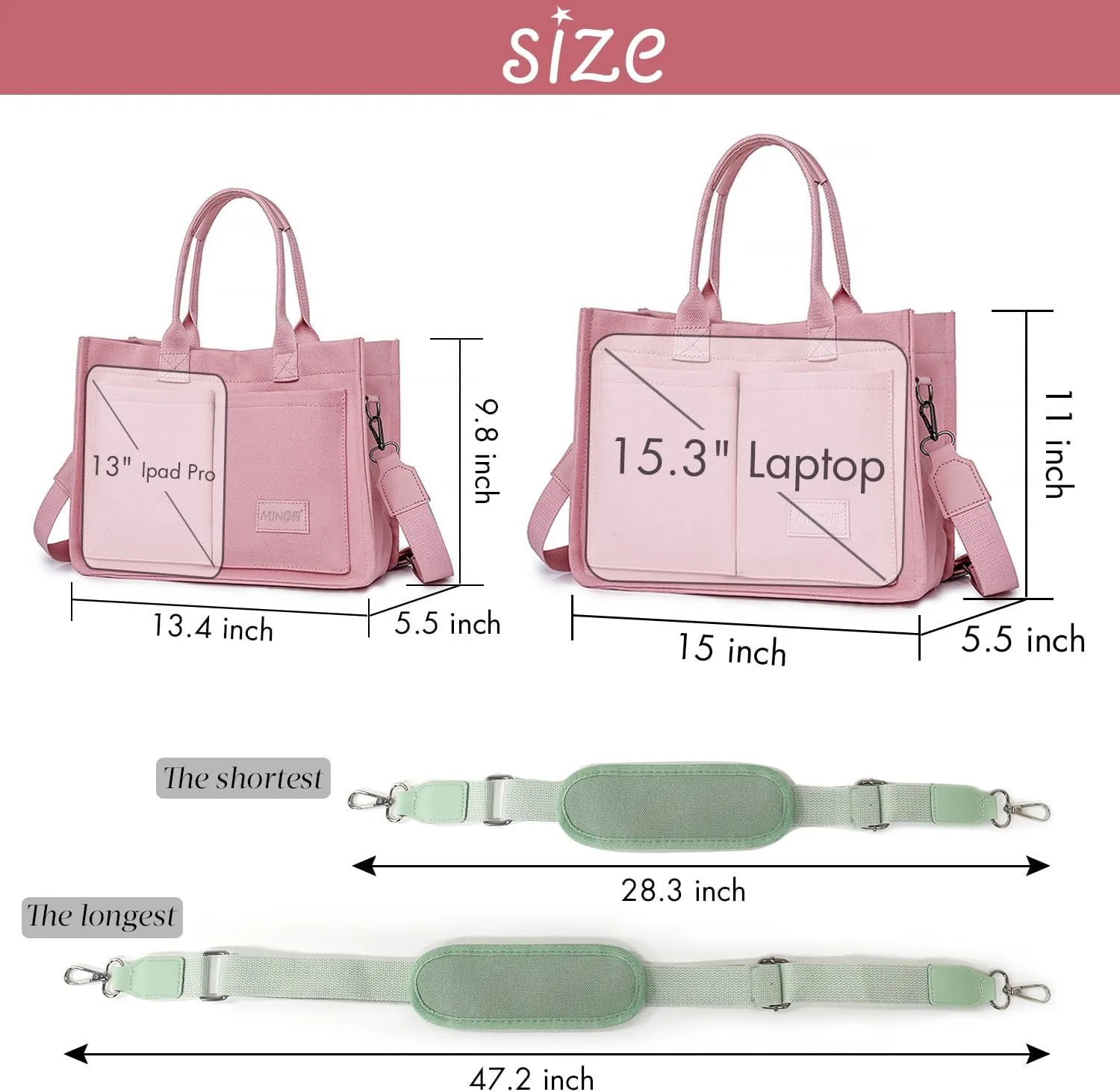 Canvas Tote Bag for Women,Large Totes Bags with Pockets,Womens Crossbody Purse Handbags for Travel Work Gift,2 Sizes