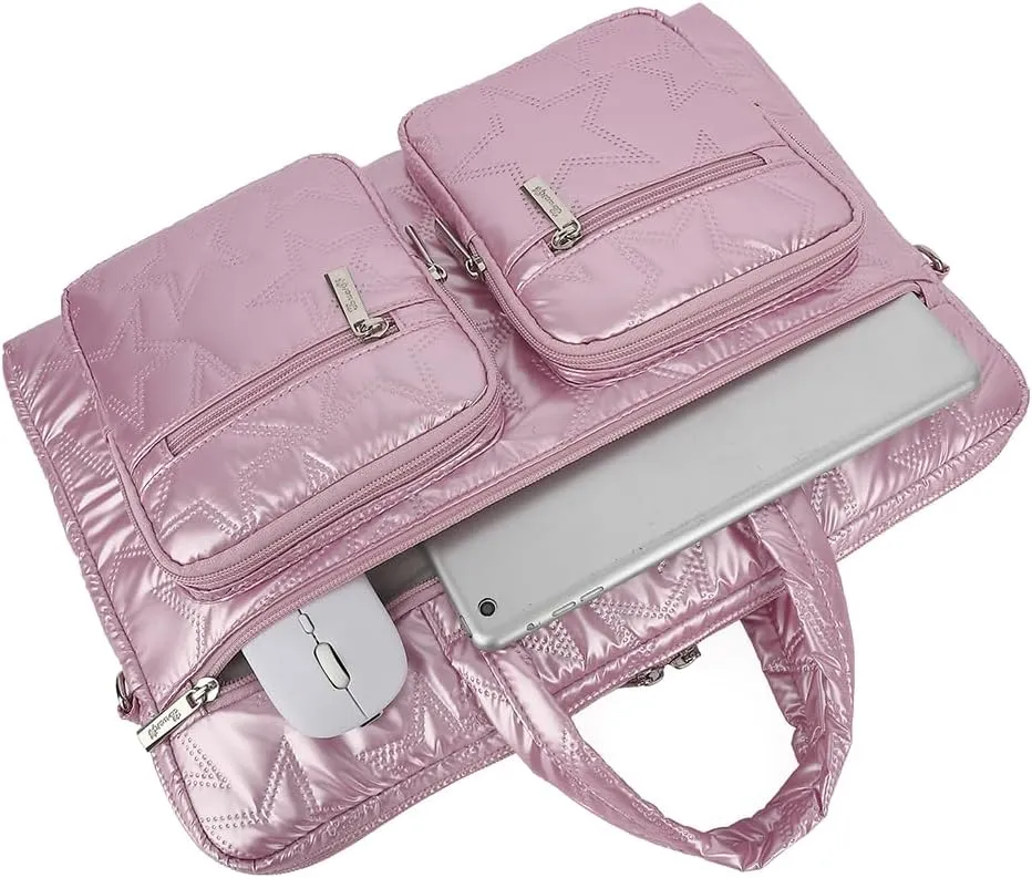 canvaslife15-15.6 inch Laptop Shoulder Bag, for MacBook Pro 16, Hp Lenovo Dell 14 inch Waterproof Messenger Bag Case Sleeve (Pink)