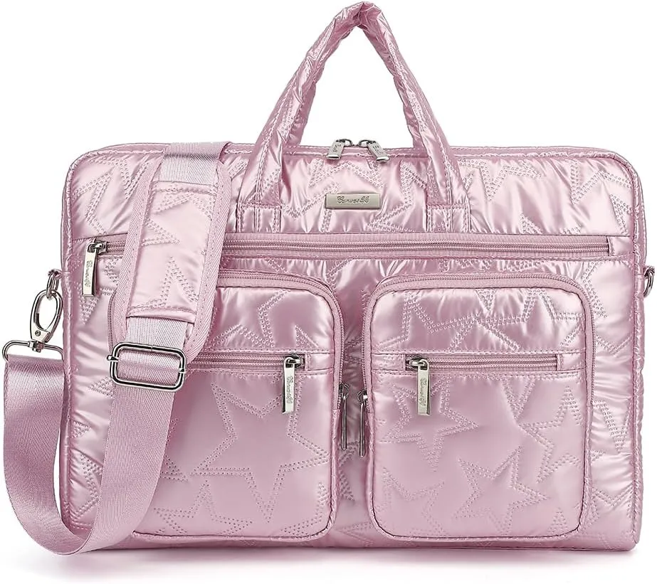 canvaslife15-15.6 inch Laptop Shoulder Bag, for MacBook Pro 16, Hp Lenovo Dell 14 inch Waterproof Messenger Bag Case Sleeve (Pink)