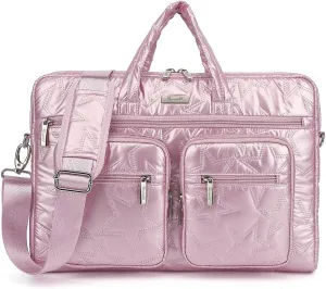 canvaslife15-15.6 inch Laptop Shoulder Bag, for MacBook Pro 16, Hp Lenovo Dell 14 inch Waterproof Messenger Bag Case Sleeve (Pink)