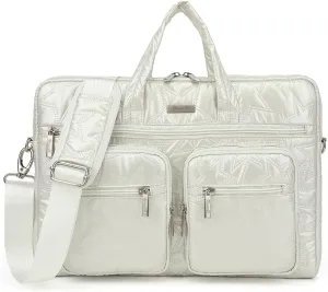 canvaslife15-15.6 inch Laptop Shoulder Bag, for MacBook Pro 16, Hp Lenovo Dell 14 inch Waterproof Messenger Bag Case Sleeve (White)