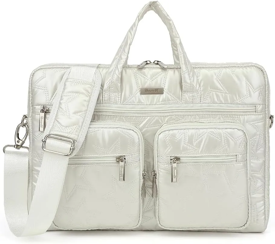 canvaslife15-15.6 inch Laptop Shoulder Bag, for MacBook Pro 16, Hp Lenovo Dell 14 inch Waterproof Messenger Bag Case Sleeve (White)