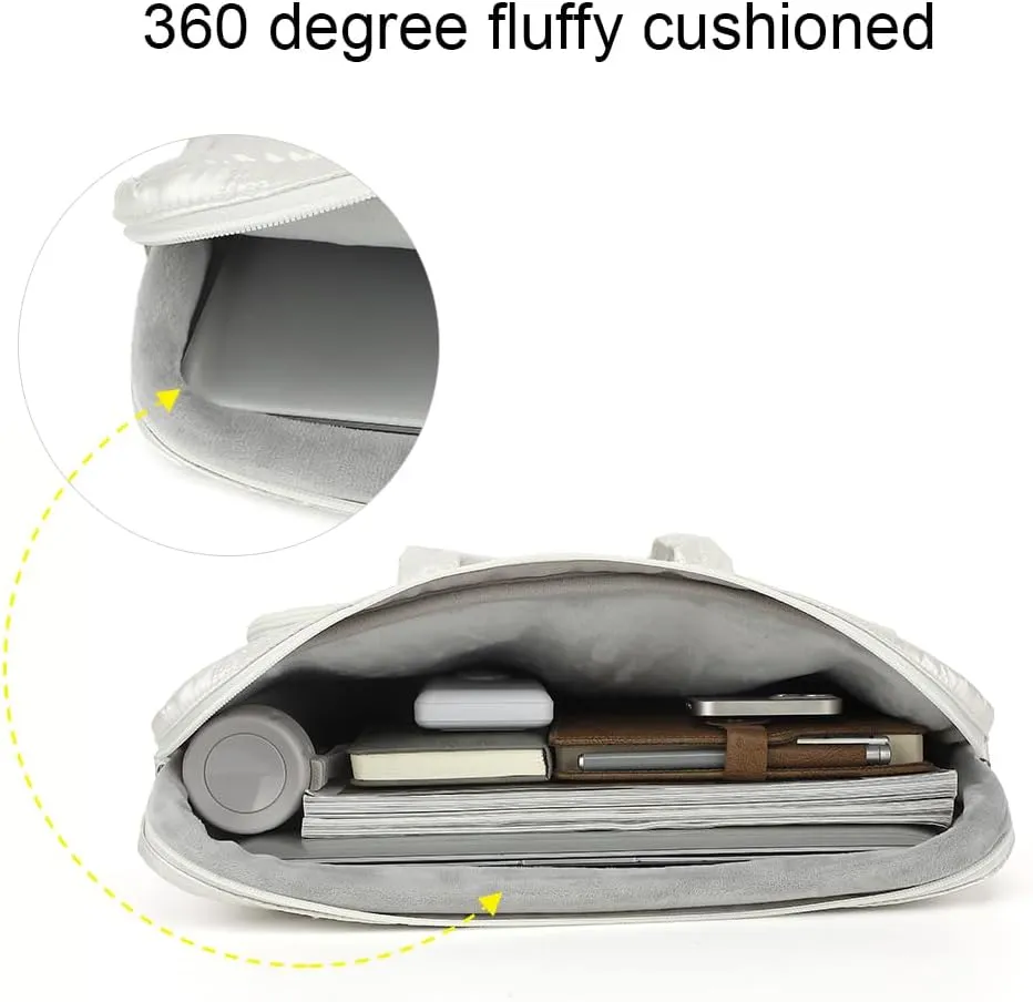 canvaslife15-15.6 inch Laptop Shoulder Bag, for MacBook Pro 16, Hp Lenovo Dell 14 inch Waterproof Messenger Bag Case Sleeve (White)
