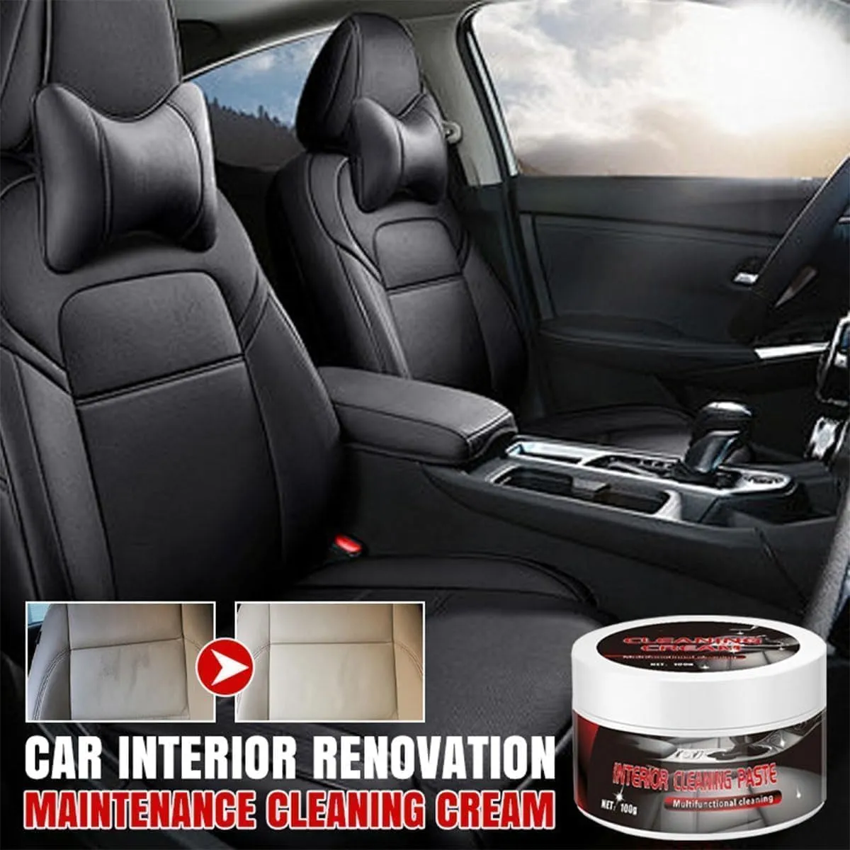 Car Interior Renovation Maintenance Cleaning Cream, Multifunctional High-Efficiency Leather Cleaning Cream, Automotive Renovation Care Cleaner, for Car, Furniture, Leather Shoes (3)