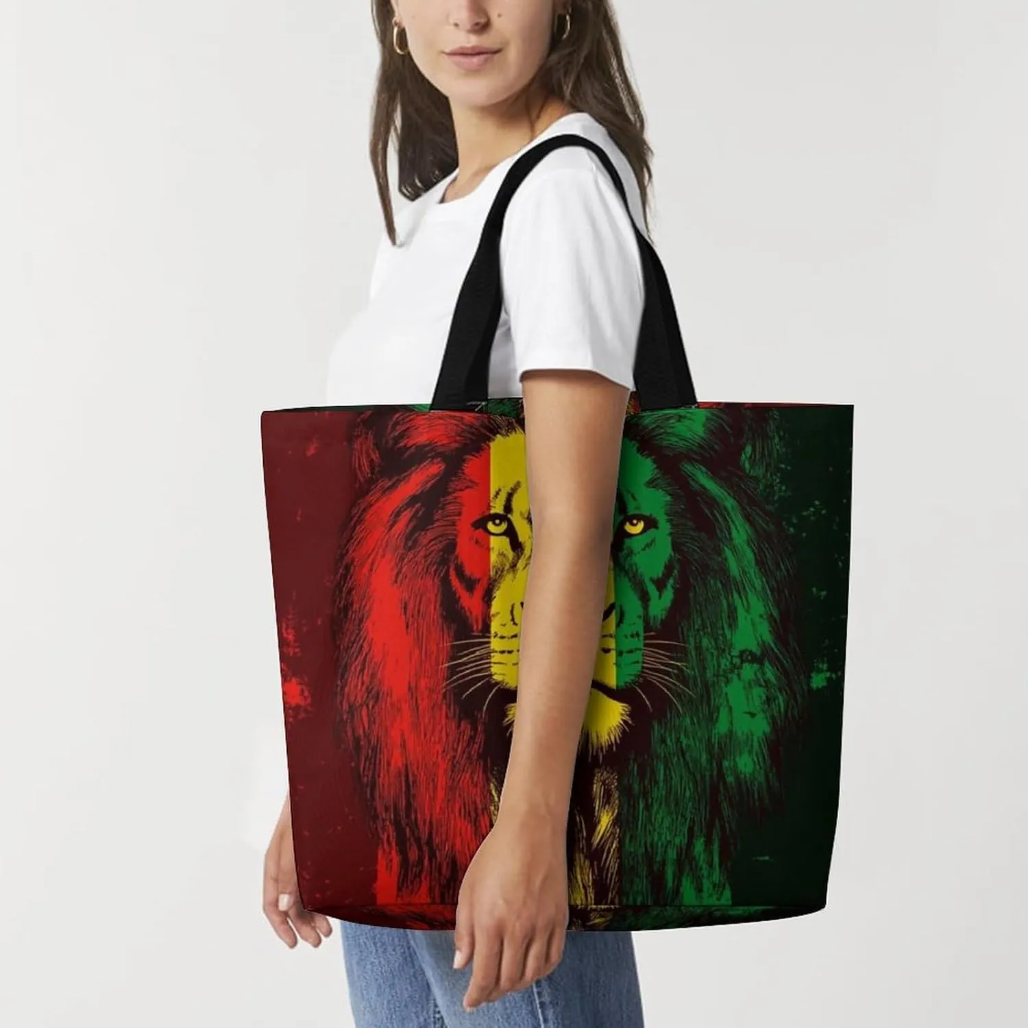 Casual Grocery Shopping Bag, Portable Beach Shoulder Bags Reusable Tote Bag for Travel Office