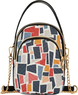 Chain Crossbody Bags for Women Abstract Shapes Geometric Grey Quilted Shoulder Handbags Travel Cross Body Cell Phone Purses Bags