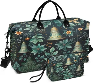 Christmas Bells Trees Sports Swim Gym Bag Weekender Duffel Travel Bags Handbag with Makeup Storage Bag for Girls Men